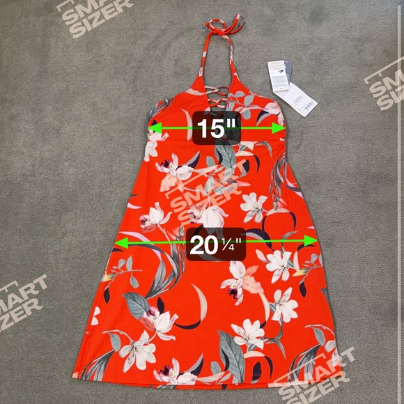NWT - Athleta Loop Swim Dress in Vibrant Orange Floral. V-Neck Halter. Medium. - Picture 6 of 10